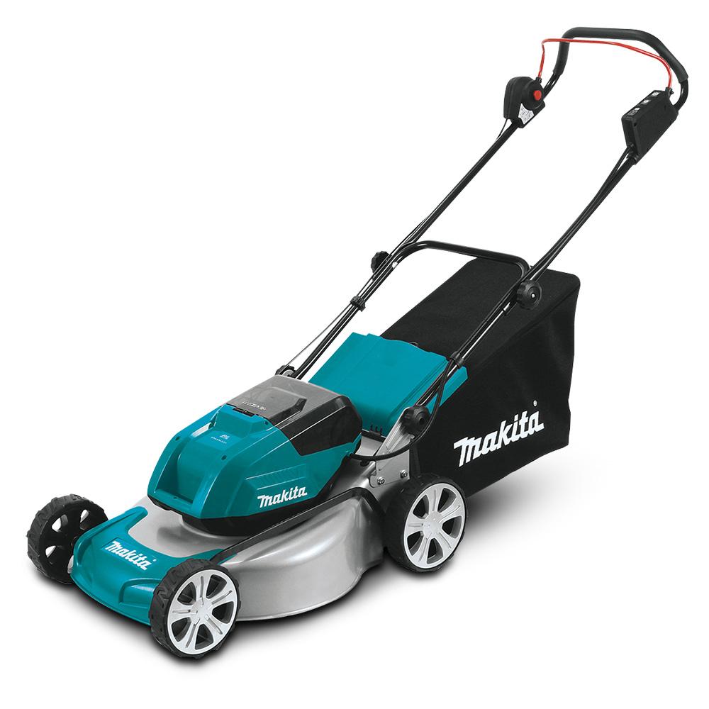 Makita DLM464PT2 36V (18V x 2) 5.0Ah Li-ion Cordless Brushless 460mm (18)  Lawn Mower Combo Kit