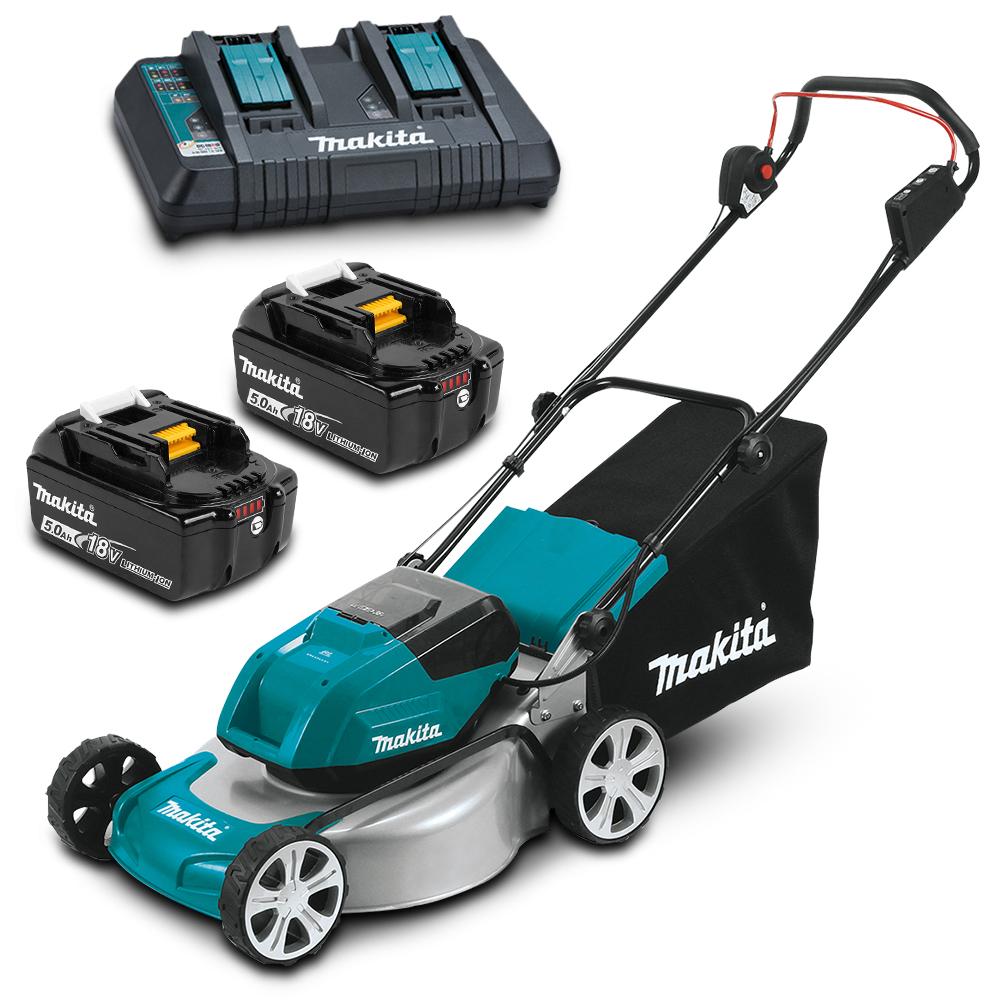 Makita DLM463PT2 18Vx2 LXT Cordless 18″ Lawn Mower Kit w/XPT, (2