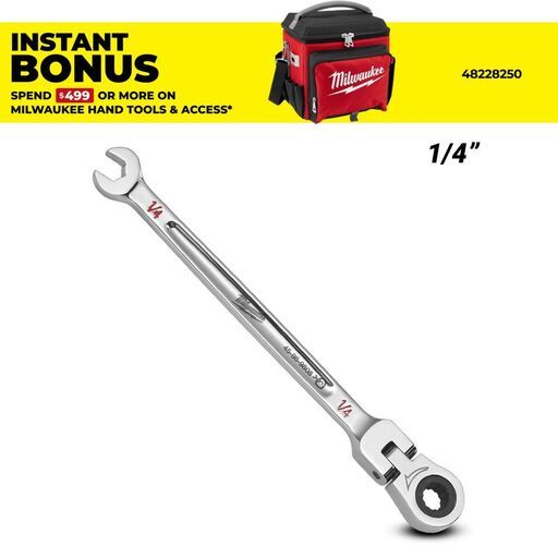 Milwaukee 45969808 1/4” SAE Flex Head Ratcheting Combination Wrench