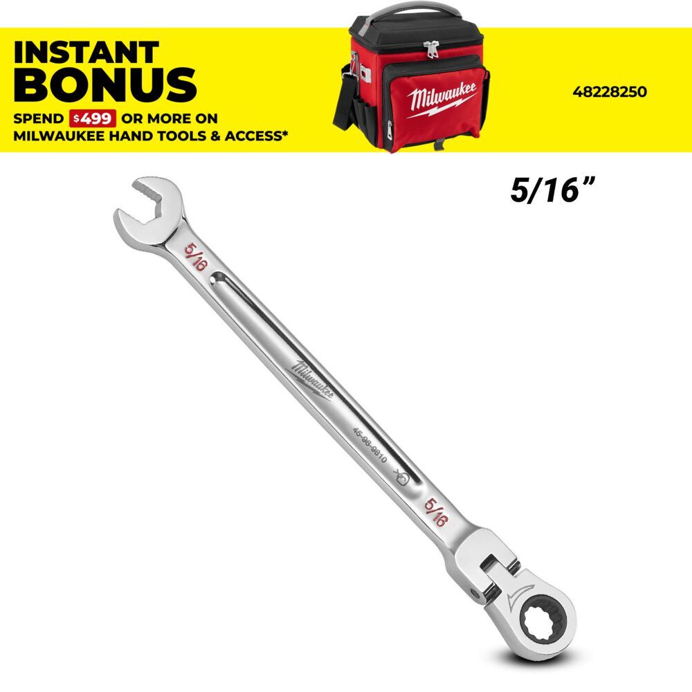 Milwaukee 45969810 5/16” SAE Flex Head Ratcheting Combination Wrench – image 1
