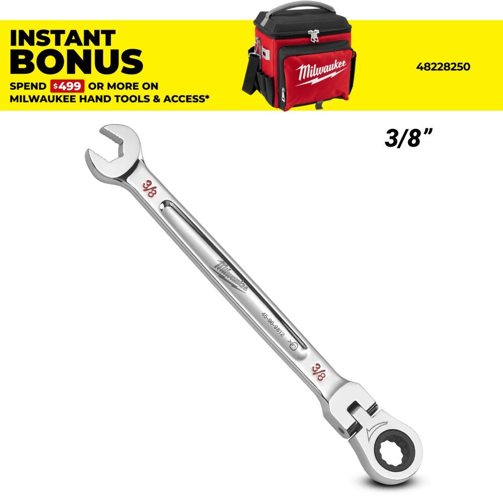 Milwaukee 45969812 3/8” SAE Flex Head Ratcheting Combination Wrench – image 1