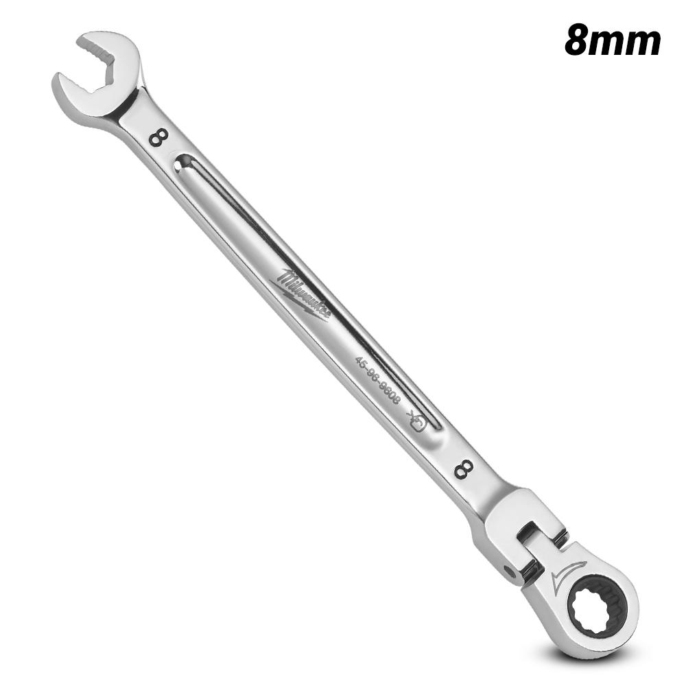 Milwaukee 45969608 8mm Metric Flex Head Ratcheting Combination Wrench – image 2