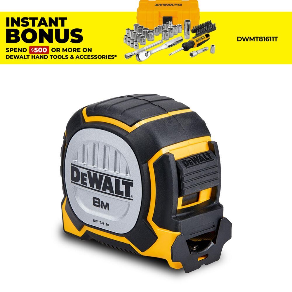 DeWalt DWHT33110-3 8m x 32mm XP Double Side Print Tape Measure – image 1