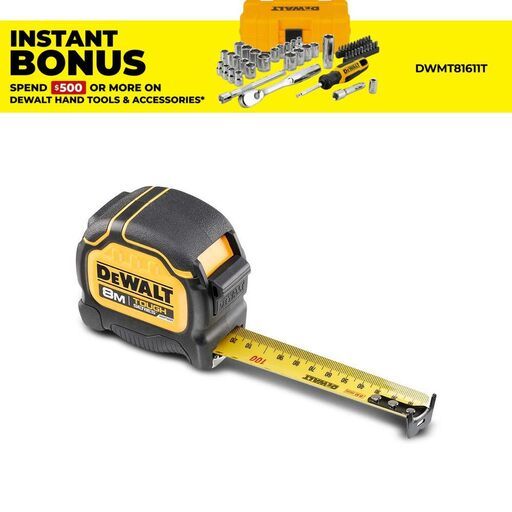 DeWalt DWHT36929-3 8m x 32mm Double Side Print Tough Tape Measure