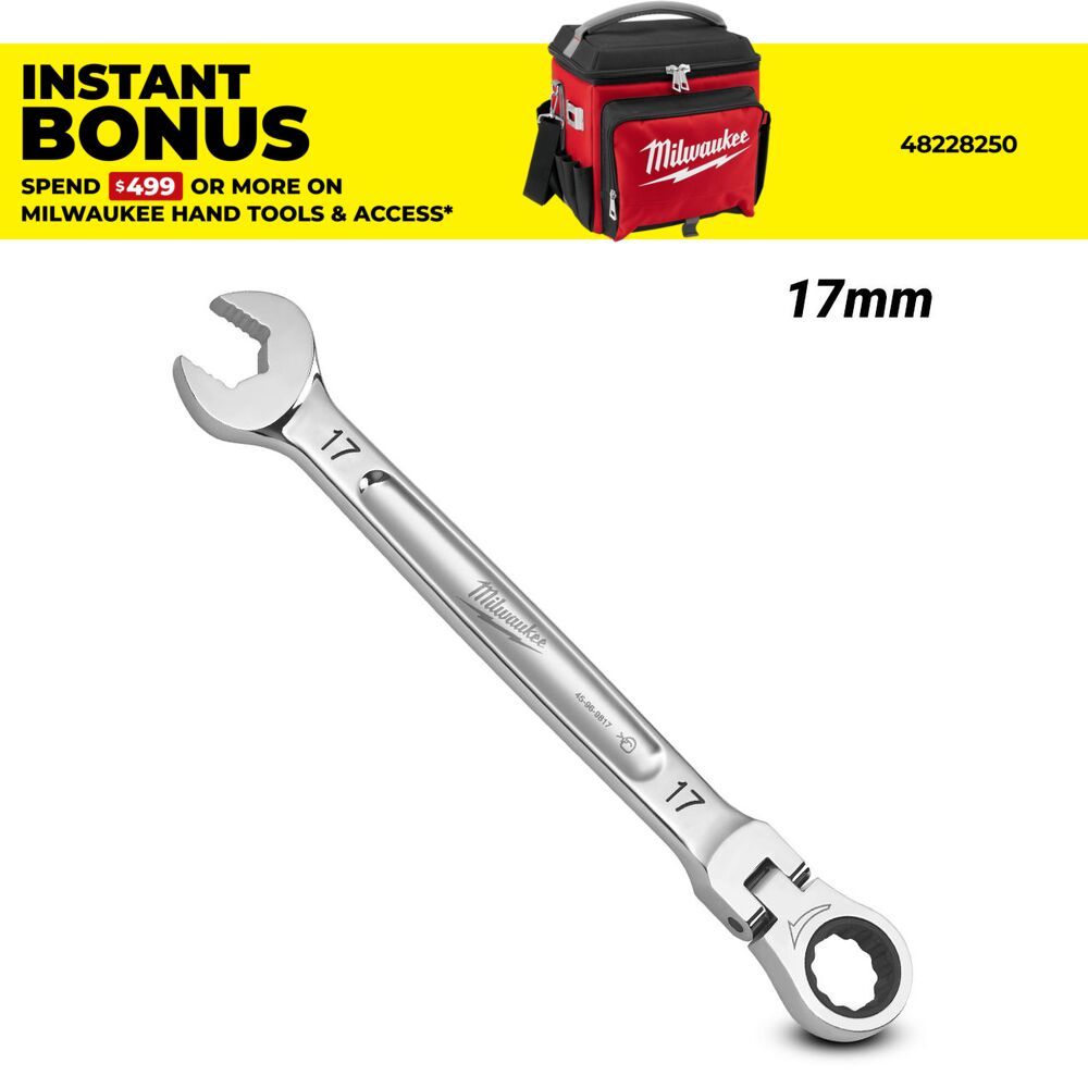 Milwaukee 45969617 17mm Metric Flex Head Ratcheting Combination Wrench – image 1