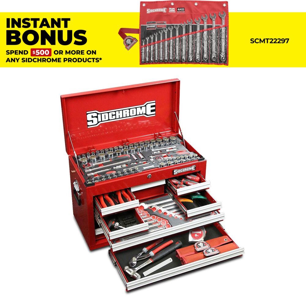 Sidchrome SCMT11702 176pce Metric & AF 8 Drawer Tool Kit Top Chest – image 1