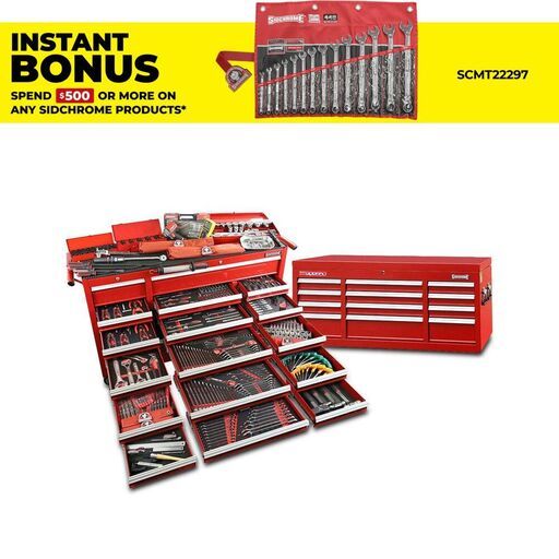 Sidchrome SCMT11100 613pce Metric & AF 20 Drawer Tool Kit Triple Bank & 12 Drawer Top Chest