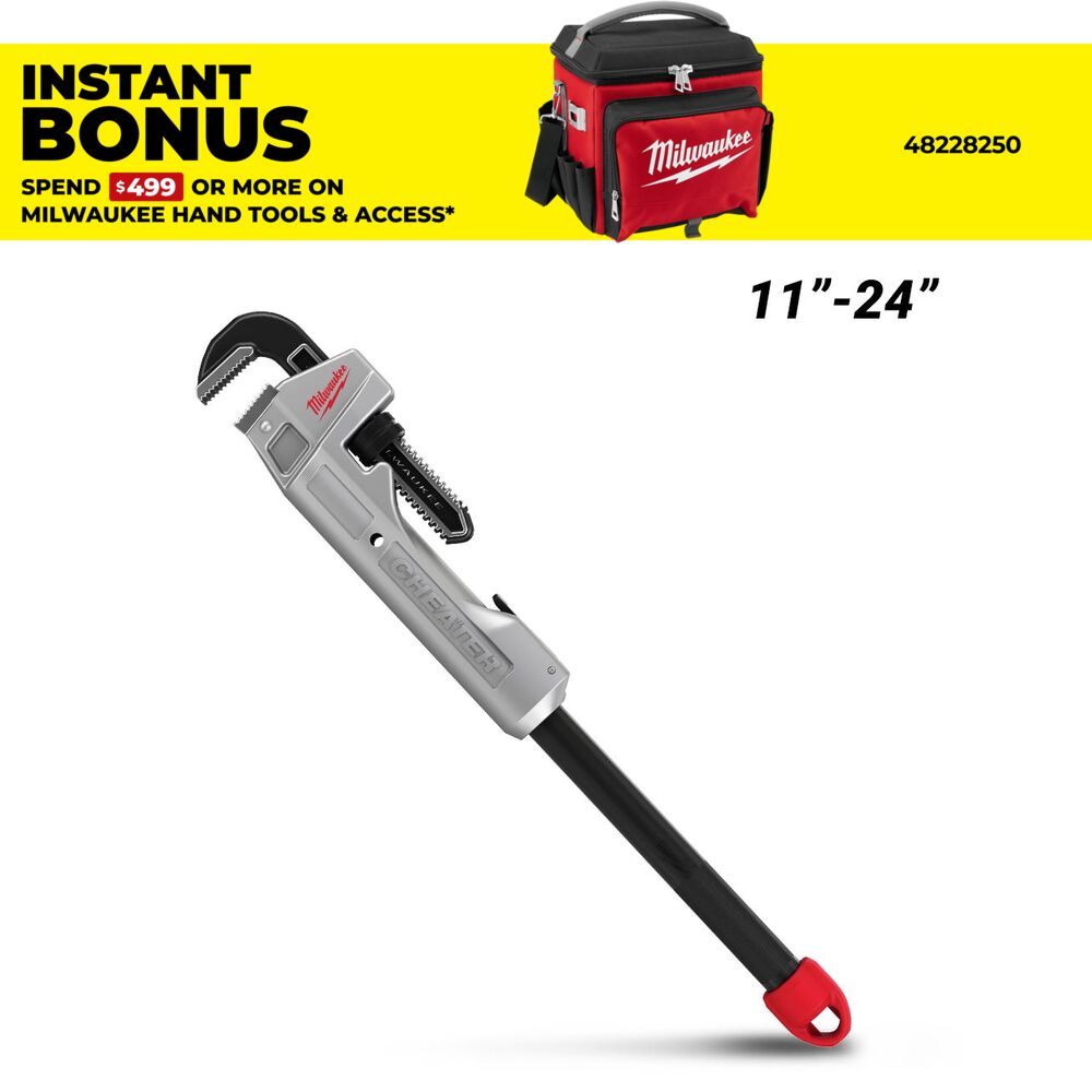 Milwaukee 48227318 11"-24" Adjustable Pipe Wrench Aluminum Cheater – image 1