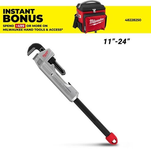 Milwaukee 48227318 11"-24" Adjustable Pipe Wrench Aluminum Cheater