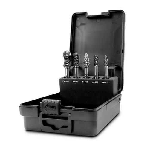 Xtorque X5CRBS 5pce 1/4" Tungsten Carbide Rotary Burr Set