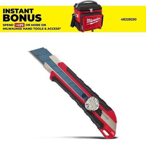 Milwaukee 48221962 25mm Snapp off Knife with Metal Lock & Precision Cut Blade