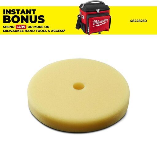 Milwaukee 903238001 (49362784) 180mm Yellow Foam Polishing Pad Suits M18FAP180