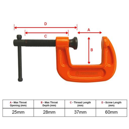 Techsmart TEGC25 25mm (1") General Purpose G-Clamp – image 3