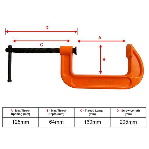 Techsmart TEGC125 125mm (5") General Purpose G-Clamp – image 3