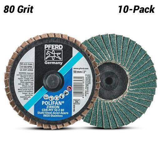 PFERD 47202533 10-pack 50mm (2") 80 Grit CombiDisc Polyfan Zirconia Alumina Z Flap Disc