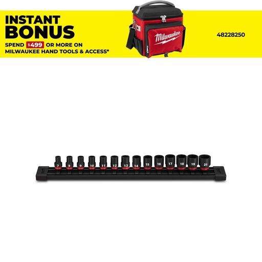 Milwaukee 49667007 Shockwave 3/8" Drive 14pce Metric Standard 6 Point Impact Socket Set
