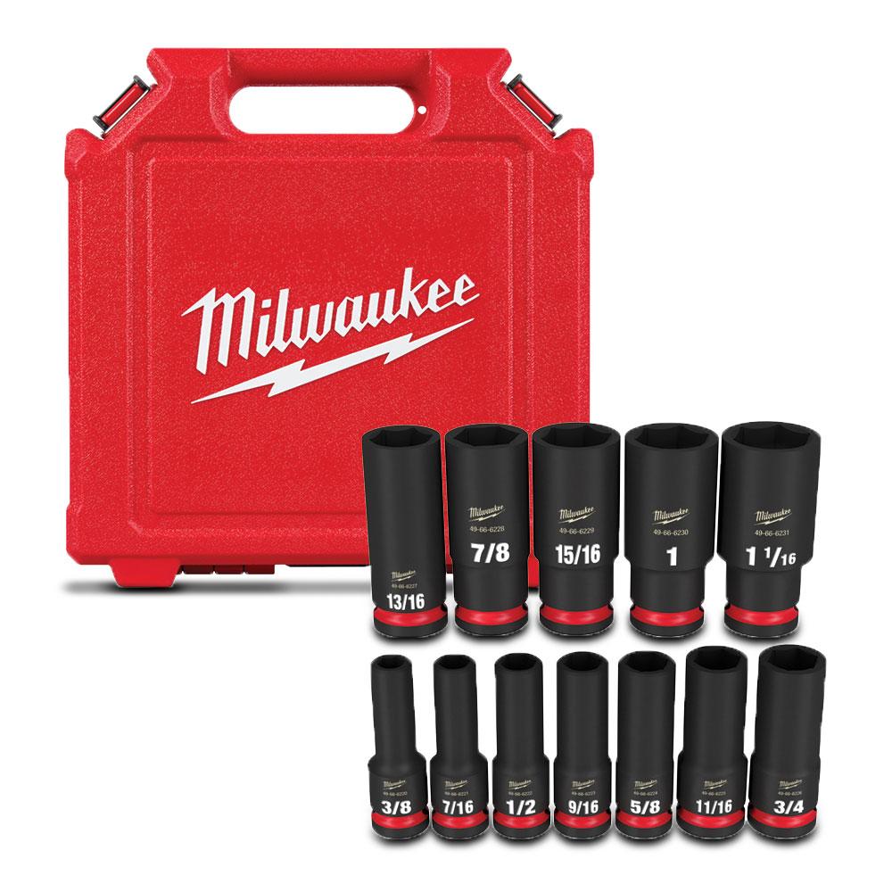 Milwaukee 49667011 Shockwave 1/2" Drive 12pce SAE Deep 6 Point Impact Socket Set – image 6