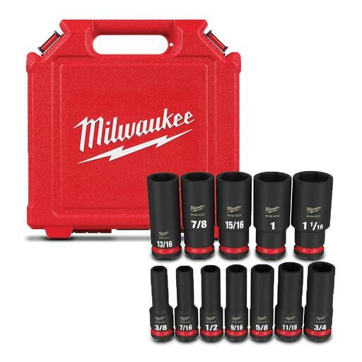 Milwaukee 49667011 Shockwave 1/2" Drive 12pce SAE Deep 6 Point Impact Socket Set – image 6