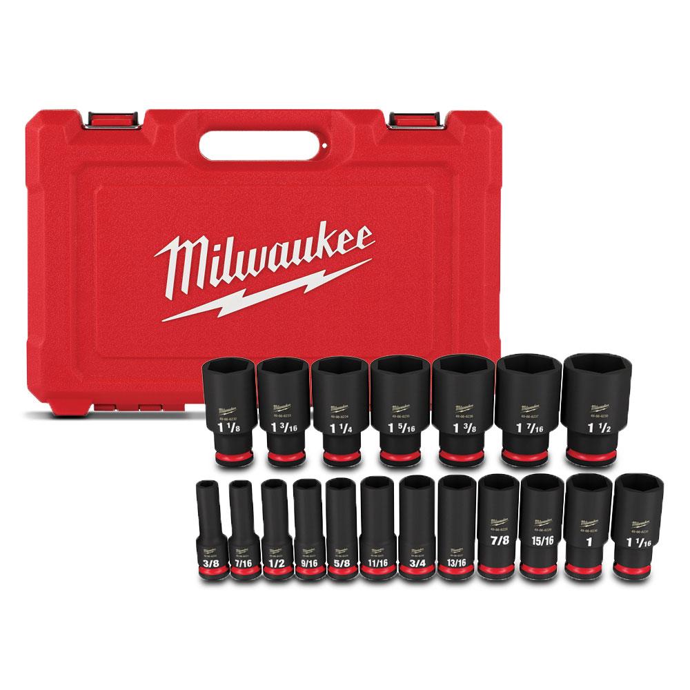 Milwaukee 49667012 19pce Shockwave 1/2" Drive SAE Deep 6 Point Impact Socket Set – image 6