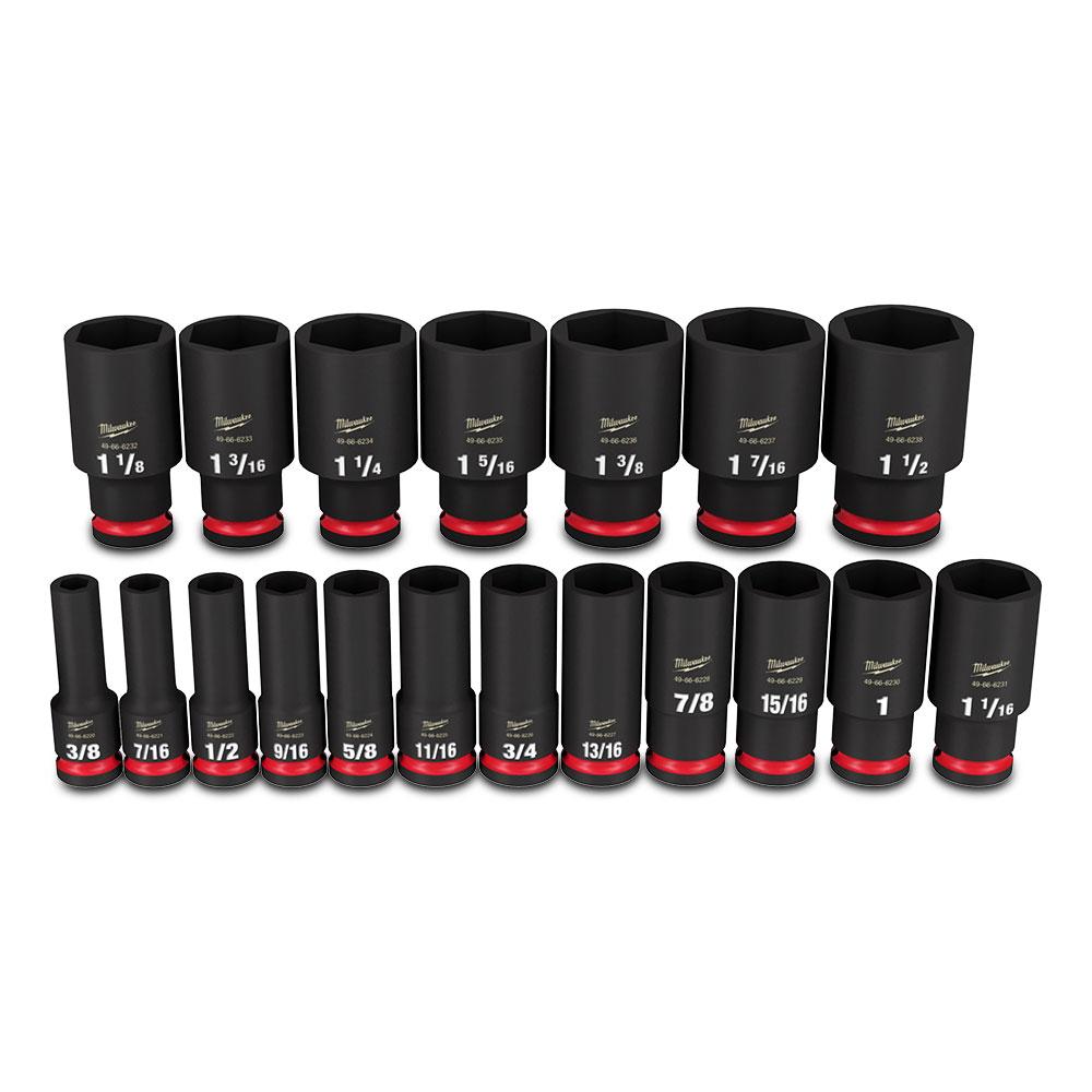 Milwaukee 49667012 19pce Shockwave 1/2" Drive SAE Deep 6 Point Impact Socket Set – image 4