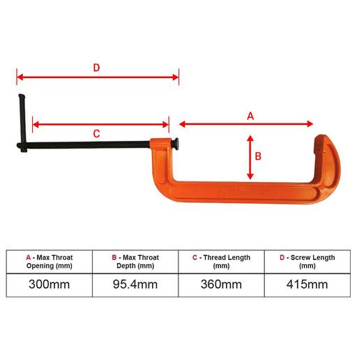 Techsmart TEGC300 300mm (12") General Purpose G-Clamp – image 3