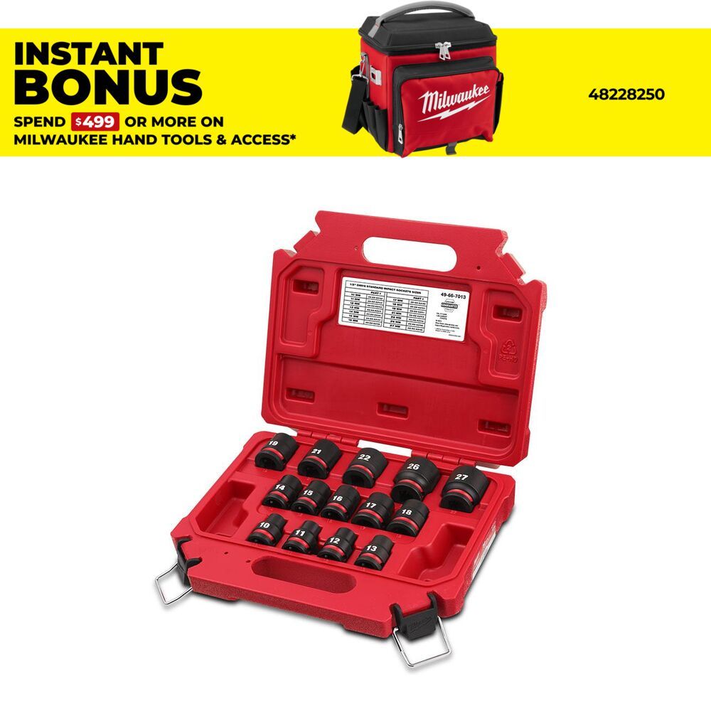 Milwaukee 49667013 Shockwave 1/2" Drive 14pce Metric Standard 6 Point Impact Socket Set – image 1