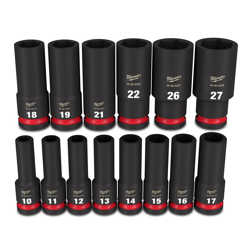 Milwaukee 49667014 Shockwave 1/2" Drive 14pce Metric Deep 6 Point