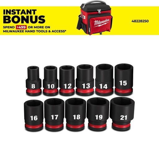 Milwaukee 49667050 Shockwave 3/8" Drive 11pce Metric Standard 6 Point Impact Socket Set