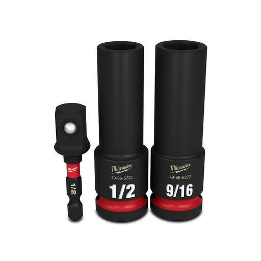 Milwaukee 49664485 Shockwave 1/2" Drive 3pce SAE Deep 6 Point Impact Socket Set – image 2