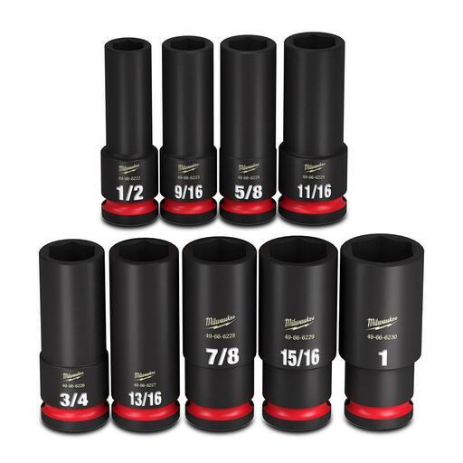 Milwaukee 49667022 Shockwave 1/2" Drive 9pce SAE Deep 6 Point Impact Socket Rail Set – image 4