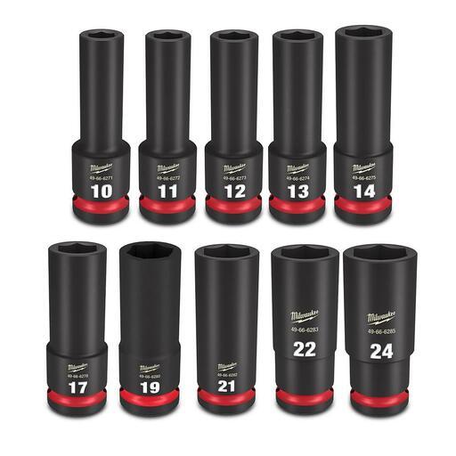 Milwaukee 49667053 Shockwave 1/2" Drive 10pce Metric Deep 6 Point Impact Socket Set – image 2