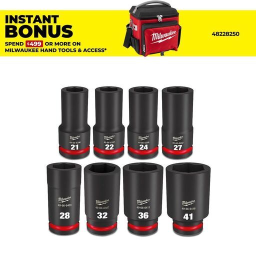 Milwaukee 49667055 8pce Shockwave 3/4" Drive Metric Deep 6 Point Impact Socket Set