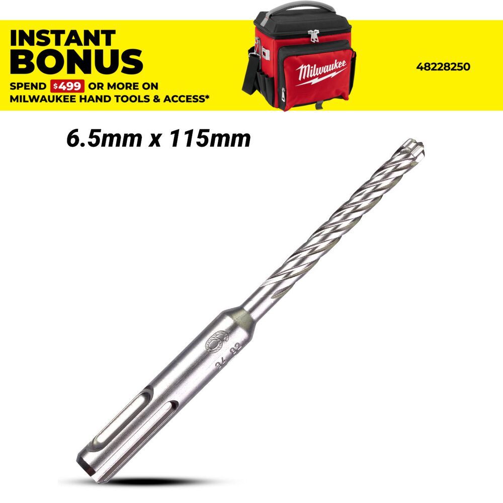 Milwaukee 4932430134 6.5mm x 115mm SDS Plus 4 Cutter Drill Bit – image 1