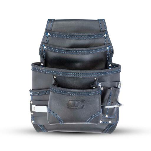 OX Tools OX-T265603 8 Pocket Heavy Duty Black Leather Tool Pouch