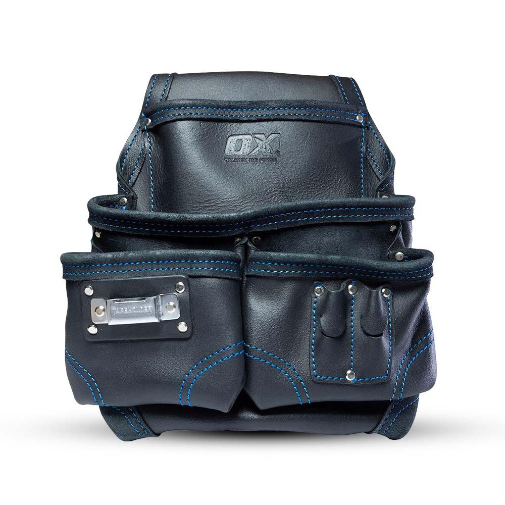 OX Tools OXT265602 6 Pocket Heavy Duty Black Leather Tool Pouch