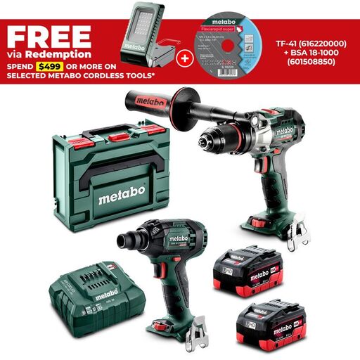 Metabo MET18BL2MB2HD8.0AR (AU68203180) 18V 8.0Ah Li-ion Cordless Brushless 2pce Combo Kit