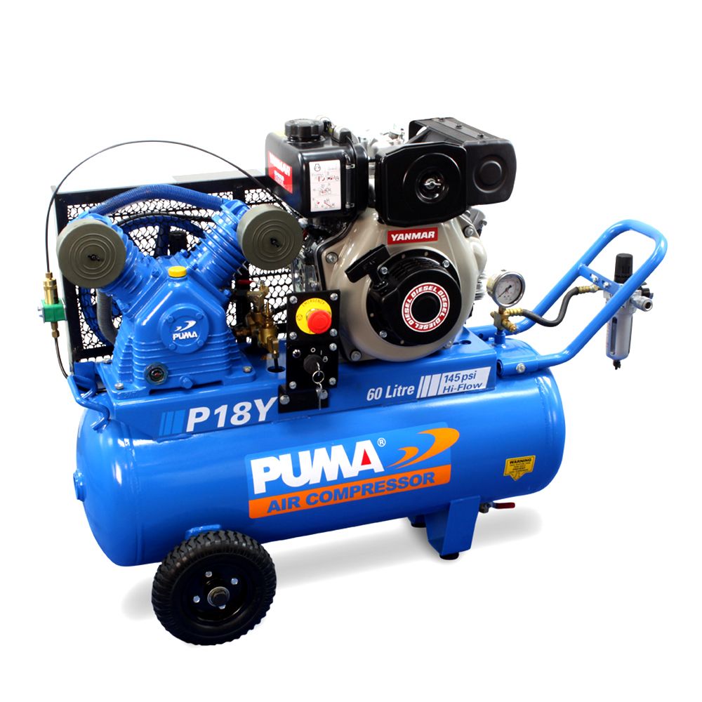 PUMA Air Compressor PU P18Y ES 4.7HP 350L/min Diesel Electric Start Compressor – image 1