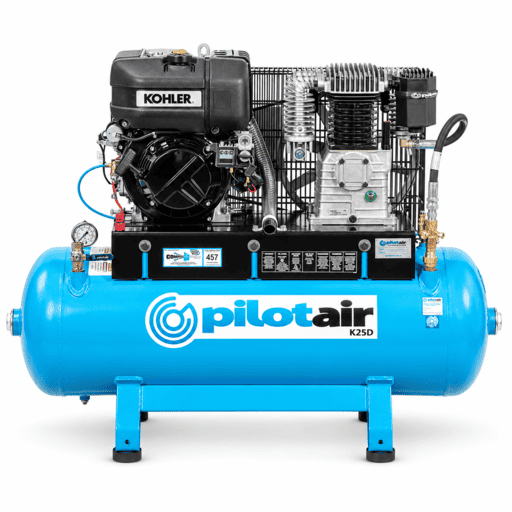 Pilot Air K25D 1100Kpa 2 Cylinder Heavy Duty Electric Start Diesel Reciprocating Air Compressor