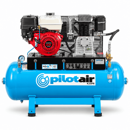 Pilot Air K25PR 160PSI 457L/min Recoil Start Petrol Reciprocating Compressor