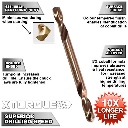 Xtorque XTO1810PK 10-Pack Heavy Duty HSS COBALT 1/8" Double Ended Rivet Drill Bit Set – image 2