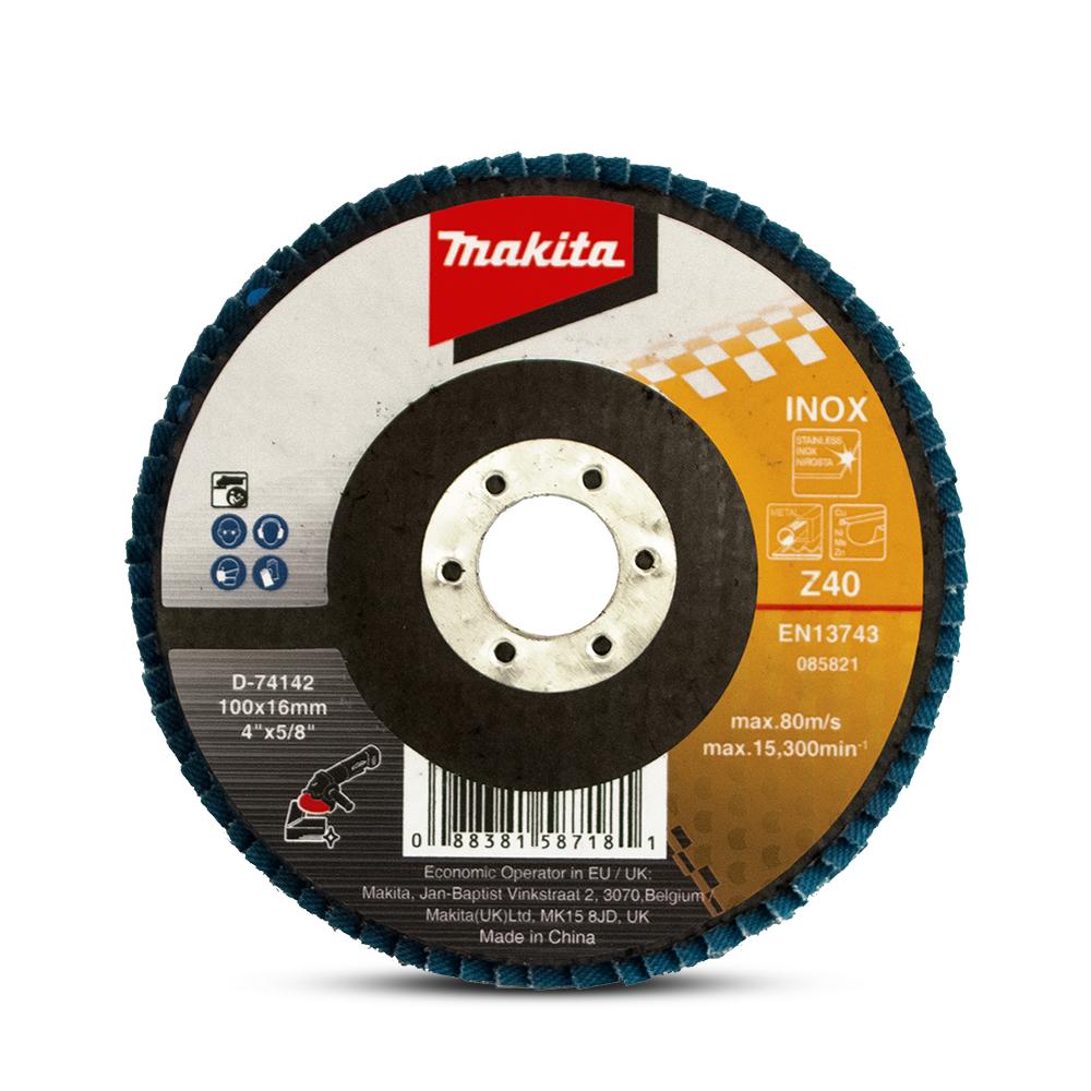 Makita D-74142 100mm (4") 40 Grit Zirconia Flat Eco Flap Disc – image 2