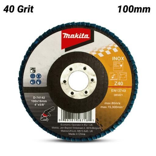 Makita D-74142 100mm (4") 40 Grit Zirconia Flat Eco Flap Disc