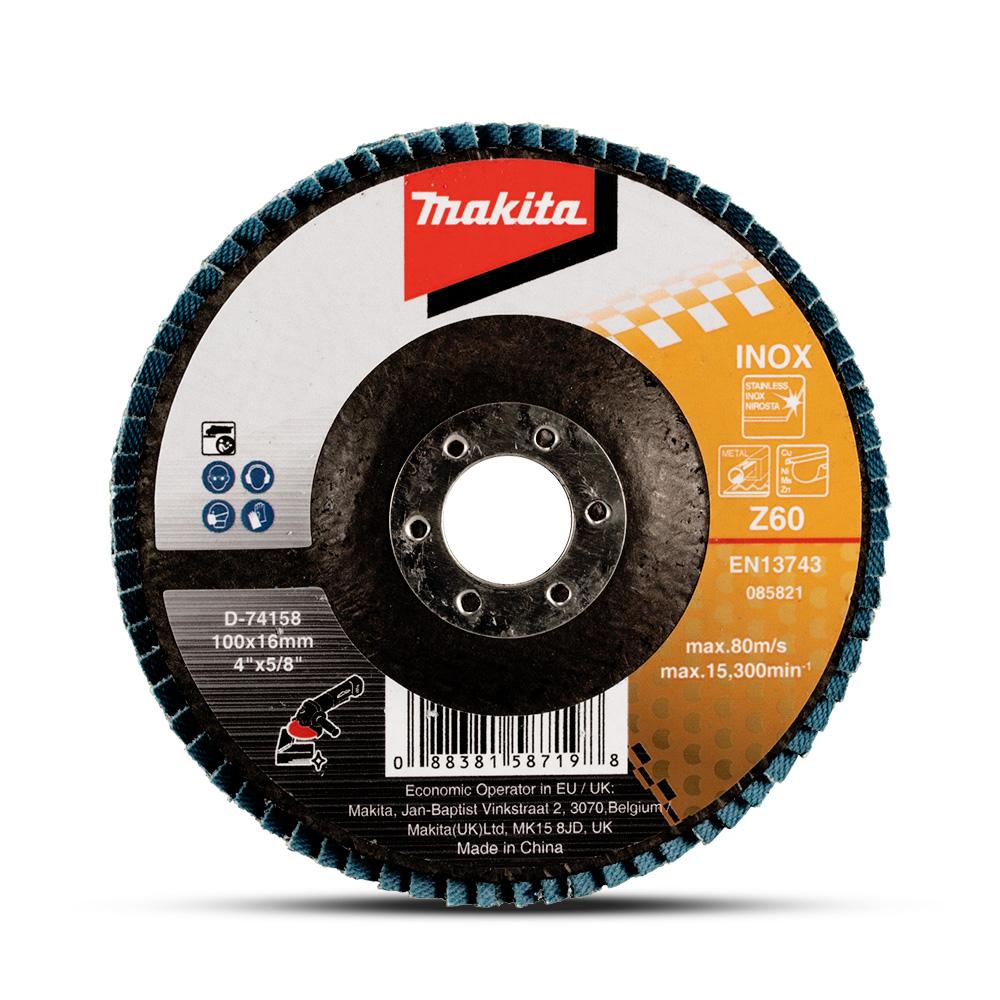 Makita D-74158 100mm (4") 60 Grit Zirconia Flat Eco Flap Disc – image 2
