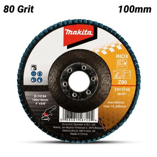 Makita D-74164 100mm (4") 80 Grit Zirconia Flat Eco Flap Disc