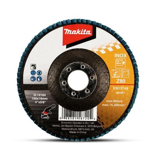 Makita D-74164 100mm (4") 80 Grit Zirconia Flat Eco Flap Disc – image 2