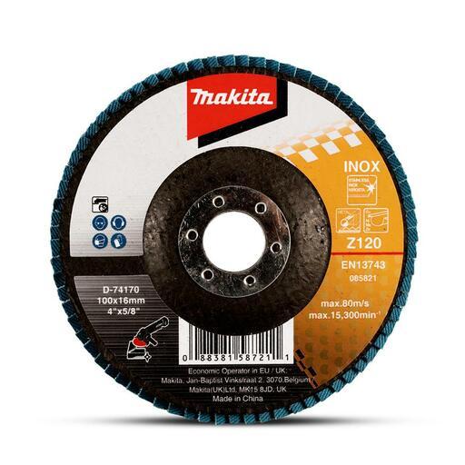 Makita D-74170 100mm (4") 120 Grit Zirconia Flat Eco Flap Disc – image 2