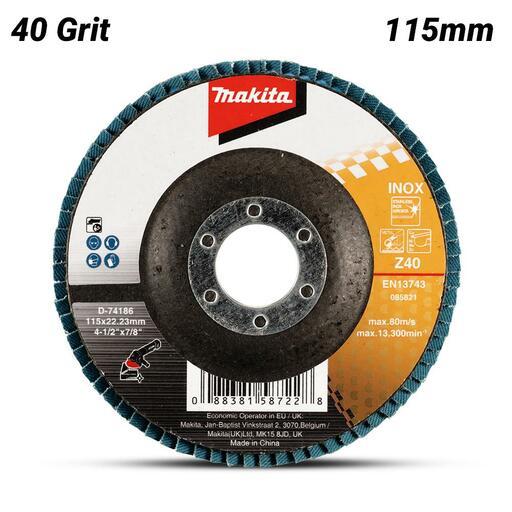Makita D-74186 115mm (4") 40 Grit Zirconia Flat Eco Flap Disc