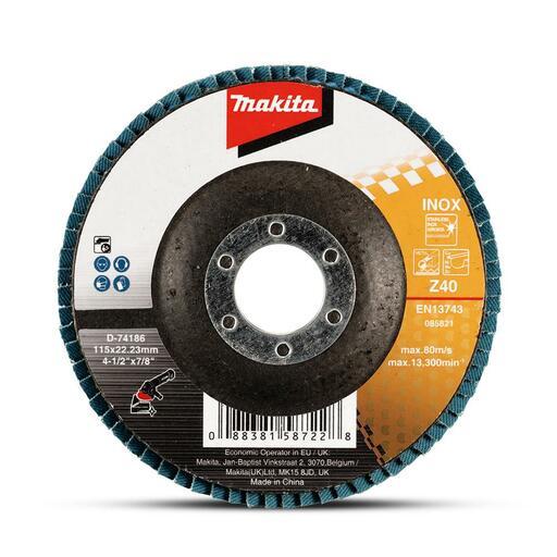 Makita D-74186 115mm (4") 40 Grit Zirconia Flat Eco Flap Disc – image 2