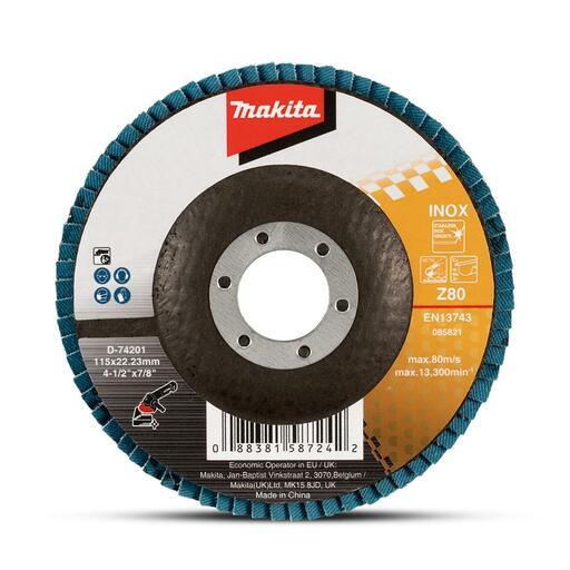 Makita D-74201 115mm Eco Flap Disc 80# Zirconia Flat