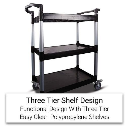 Daytona DUTC100 3 Shelf Compact Mobile Black Utility Tool Cart – image 4